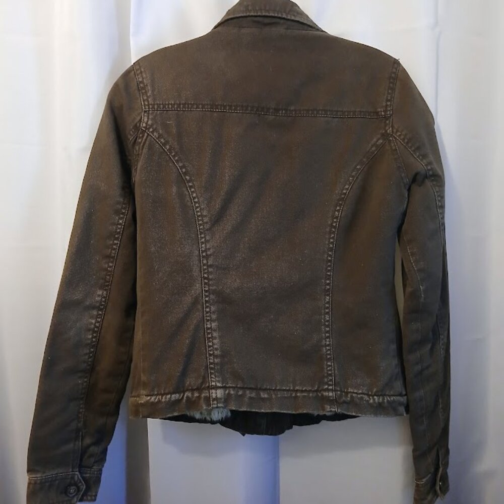 HOLLISTER Bomber Jacket Sherpa Fur Lined XS Brown Winter Coat Very warm & stylis - Picture 9 of 14